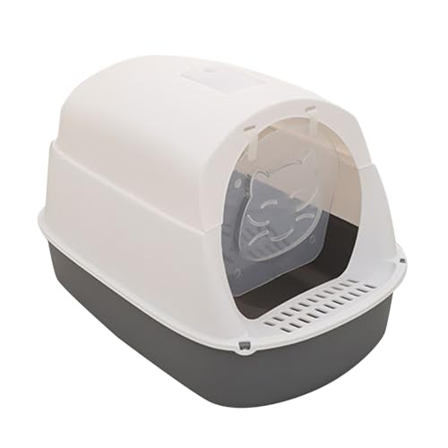 Sluffs Enclosed Cat Litter Box Durable Structure Odor Proof Scratch Resistant Kitten Toilet Box Cat Potty for Indoor Grey, Sturdy Stain Resisting Plastic von Sluffs