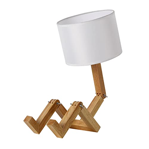 Sluffs Verstellbarer Zylindrischer Nachttisch aus Holz, Einfache Lampe, Minimale Nachttischlampe Für Arbeitszimmer, Lesen, Schlafzimmer, Wohnzimmer, Büro, Flure(Beige) von Sluffs