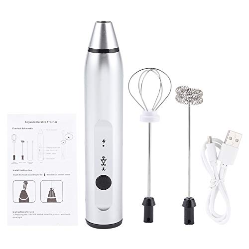 Wiederaufladbarer Milchaufschäumer, 3 Geschwindigkeitsstufen, USB, Elektrischer Kaffeemixer, Hand-Eierschläger, Haushaltsküchengeräte Für Kaffee, Latte, Cappuccino-Suppen(Silber) von Sluffs