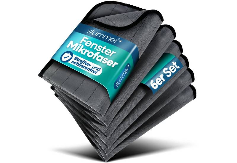 Slummer Fensterputztuch Spiegel Dusche streifenfrei Putztuch Mikrofasertuch (Mikrofaser, 40x50 cm, Spar-Set, 6-tlg., Fenstertuch, Auto Küche Camping) von Slummer