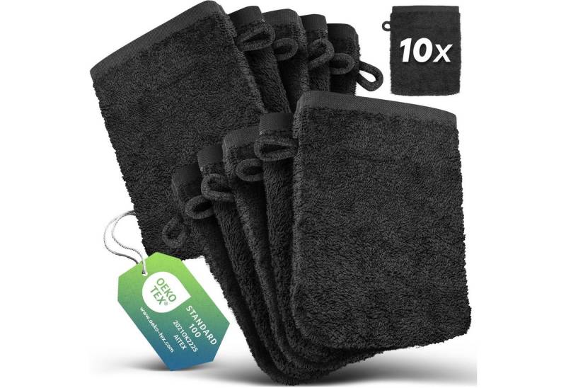 Slummer Waschlappen Waschhandschuh 10er Set 15x21 cm, Frottier - 100% Baumwolle (10 er Set, 10-St), mit Aufhängeschlaufe von Slummer