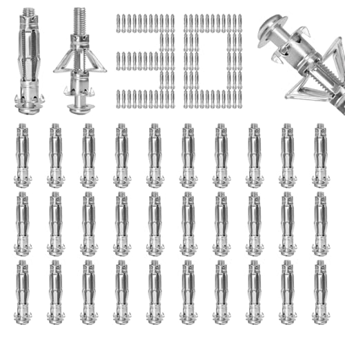 30 Stück Kohlenstoffstahl Hohlraumdübel Typ Petal Verzinkte Schrauben Dübel Set M6*52mm Spreizdübel Hochfeste Hohlwanddübel Hohlraumdübel Metall für Hohlwände Hohlziegel Holzplatten Gipskartonplatten von Slvoaujtk