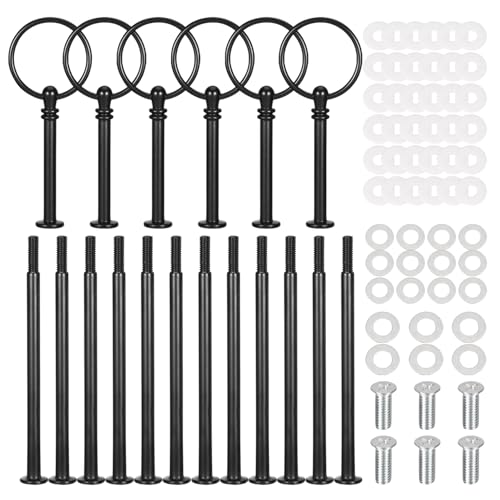 Slvoaujtk Das 6-Teilige Etageren Stangen Set in Etagere Schwarz Ist Ein Praktischer Obstteller Dank Der Etagere Stangen Lässt Es Sich Mehrstöckig Nutzen - Ideal für Familienessen Partys Usw von Slvoaujtk