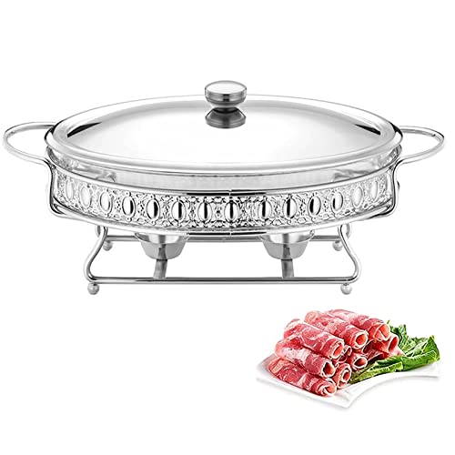 Chafers and Buffet Warmer Set Round Stainless Steel Chafing Dish Set W/Water Pan, Food Pan, Fuel Holder and Lid for Buffet/Weddings Party von SmPinnaA