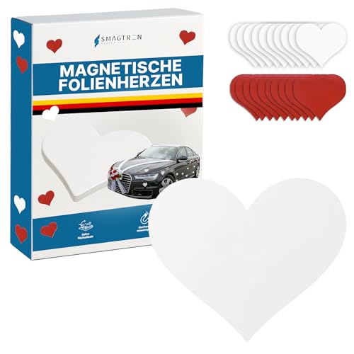 AUSWAHLANGEBOT Magnetherzen Magnetherz Hochzeits Schuck Valentinstag Magnetische Herzen in Rot Weiß Matt - Glänzend Schwarz selbstklebend (50 Stück, Weiß Matt) von Smagnon