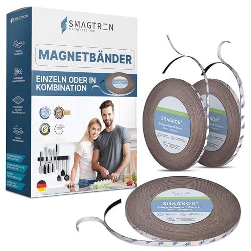 Smagtron !Auswahlangebot! Magnetband mit 3M Kleber Kleberücken selbstklebend + GRATIS Herz - Magnetklebeband Typ A | Typ B | Kombi Typ A + Typ B (Typ B, 10mm) von Smagtron