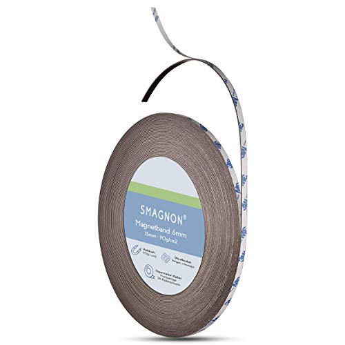 Smagnon magnetband mit 3M Kleber Kleberücken - DAS SMAGNON ORIGINAL - verschiedene Breiten & Längen - Magnetstreifen - Magnetband (1 Meter - Typ B, 6mm breite) von Smagnon