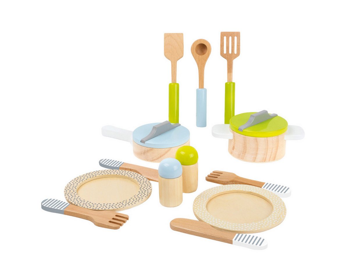 Small Foot Kindergeschirr-Set Geschirr- und Topfset Kinderküche (13-tlg), 4 Personen, massivholz, besonders hochwertig verarbeitet von Small Foot