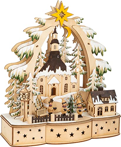 small foot Lampe Sternsinger aus Holz, Weihnachtsdeko batteriebetrieben mit LED-Beleuchtung und Weihnachtspyramide 11791 von Small Foot