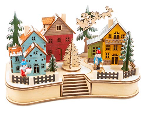 small foot Lampe Weihnachtsdorf aus Holz, Winterlandschaft mit Beleuchtung, Weihnachtsdeko, 11391 von Small Foot