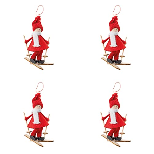 Christbaumschmuck Weihnachtsbaumanhänger Skifahrer im 4er Set in 3 Farbvarianten (Rot) von Small-Preis