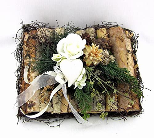 Grabgesteck - liebevoll gestalteter Grabschmuck als Grabaufleger - stilvolles Arrangement - Buch mit weissen Rosen (Art.048) von Small-Preis