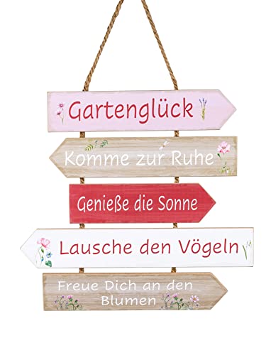 Hängeschild aus Holz (MDF) Gartenglück - Wegweiser durch Ihr Gartenglück von Small-Preis