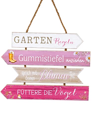 Small-Preis Gartenschild aus Holz (MDF) Gartenregeln - Wegweiser durch Ihre Gartenregeln von Small-Preis