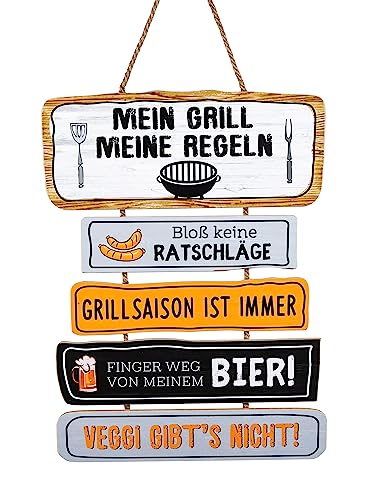 Hängeschild aus Holz (MDF) Grillregeln - Mein Grill meine Regeln von Small-Preis