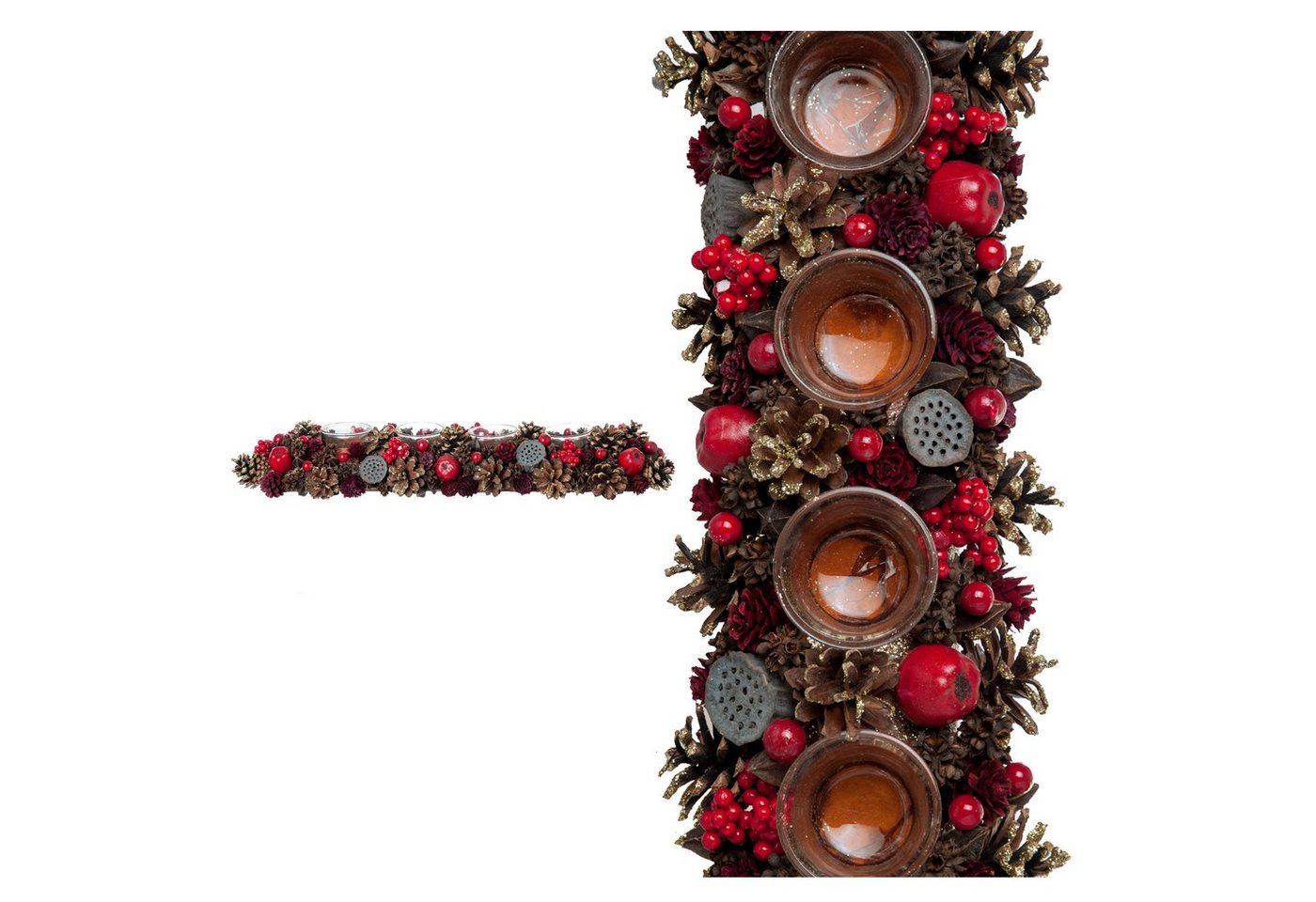 Small-Preis Adventsleuchter Adventsgesteck mit 4 Teelichthaltern in Weihnachtlicher Dekoration von Small-Preis
