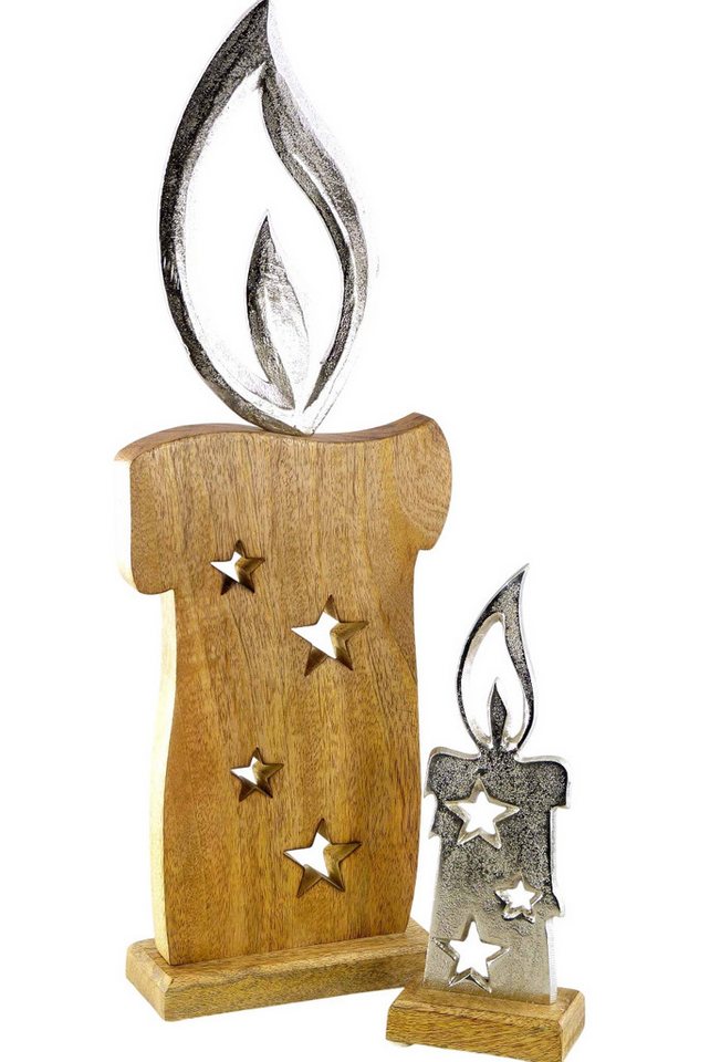 Small-Preis Dekofigur Kerzen als Dekoobjekt aus Mangoholz/Alu im 2er Set, 2er Set Small-Preis Dekofigur Kerzen als Dekoobjekt aus Mangoholz/Alu im 2er Set, 2er Set von Small-Preis