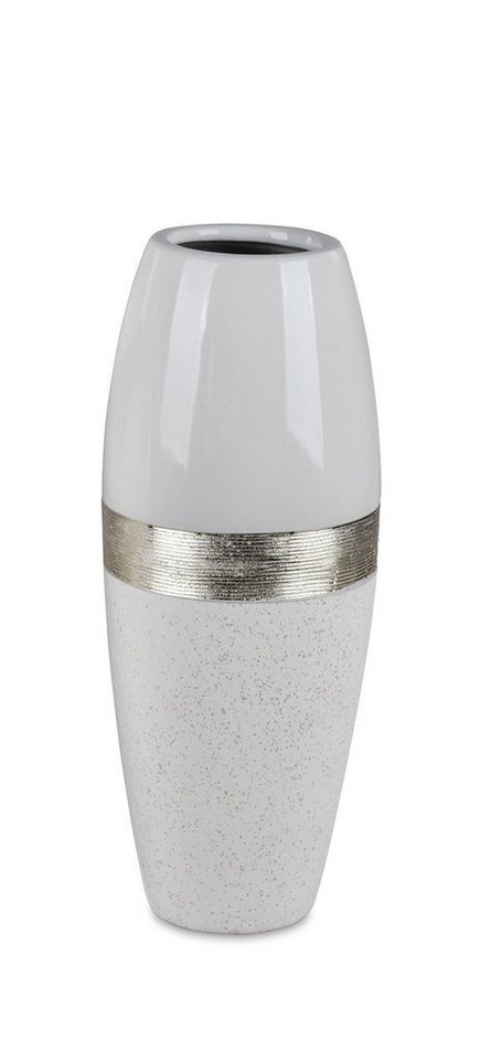 Small-Preis Dekovase Formano Vase Tischvase Weiß Cremeweiß mit Goldband in 2 Größen wählbar von Small-Preis