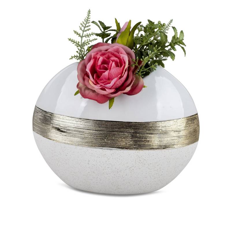 Small-Preis Dekovase Formano Vase Tischvase Weiß Cremeweiß mit Goldband Small-Preis Dekovase Formano Vase Tischvase Weiß Cremeweiß mit Goldband von Small-Preis
