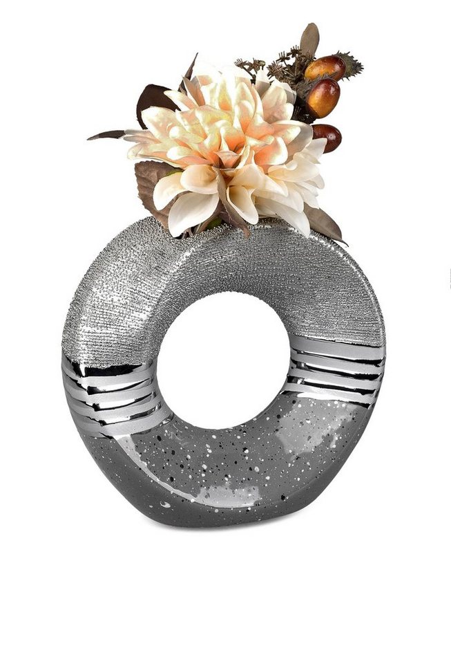formano Dekovase Formano Vase Tischvase in silber - grau verschiedene Modelle, aus Keramik untere Hälfte ist glasiert von formano