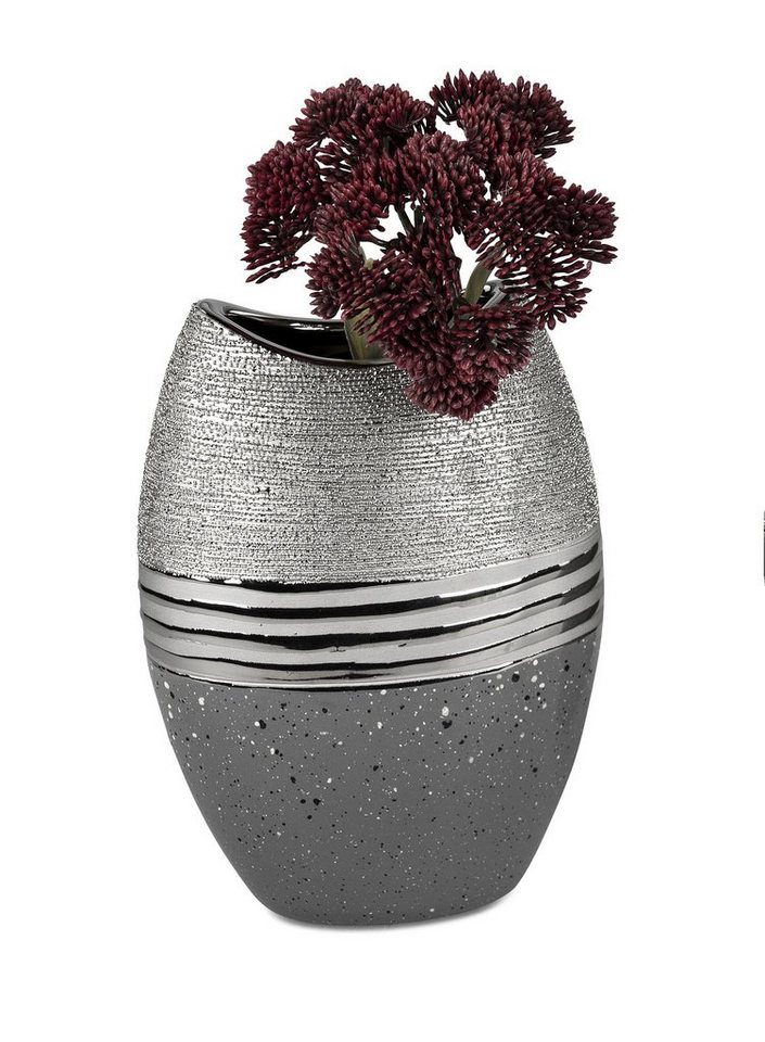 Small-Preis Dekovase Formano Vase Tischvase in silber - grau verschiedene Modelle, aus Keramik untere Hälfte ist glasiert von Small-Preis