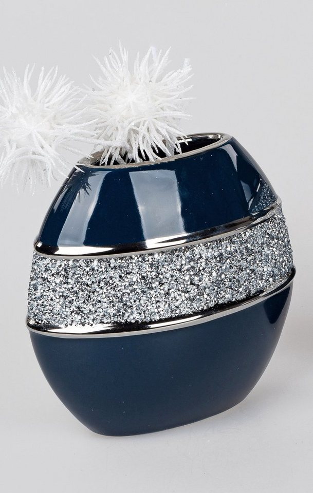 Small-Preis Dekovase Vase Tischvase Nachtblau und Silber glänzend in 6 Größen wählbar von Small-Preis