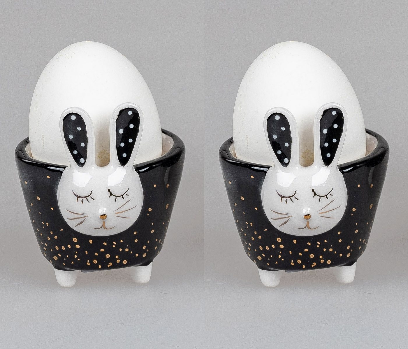 Small-Preis Eierbecher Oster Eierbecher von Formano im 2er Set schwarz weiß Trend Style, aus Keramik von Small-Preis
