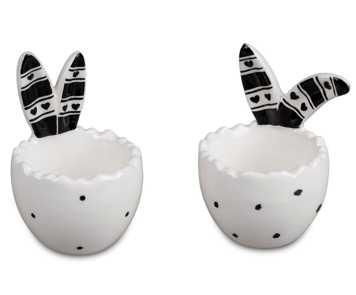 Small-Preis Eierbecher Oster Eierbecher von Formano im 2er Set schwarz weiß Trend Style, aus Keramik von Small-Preis
