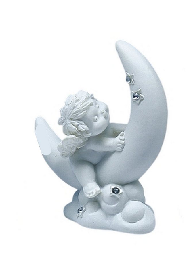 Small-Preis Engelfigur Engel Igor auf Mond sitzend mit Glitzersternen - 82017 von Small-Preis