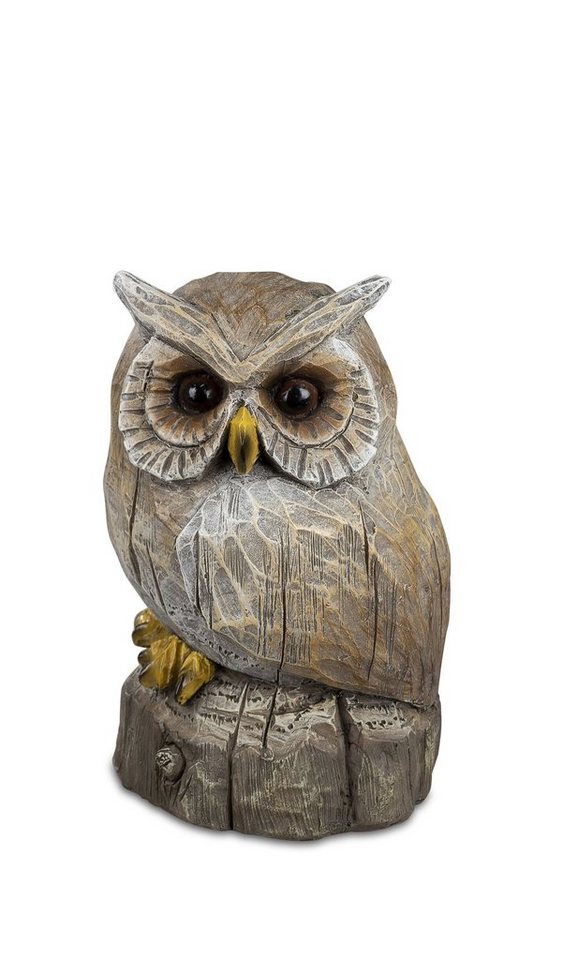 formano Gartenfigur Deko Eule in Holzoptik in zwei Größen wählbar, Kunststeinfigur in Holzoptik von formano