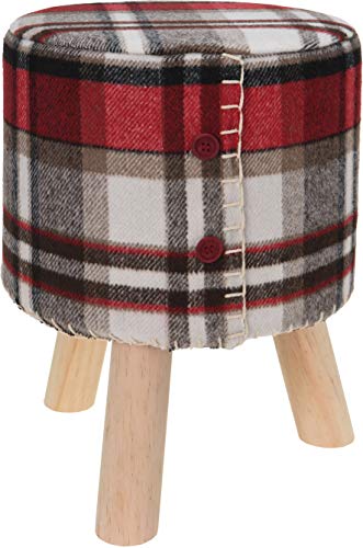 Small-Preis Hocker Sitzhocker Fussbank Puff Ottoman mit 3 Beinen aus Massivholz Bezug in Fell- oder Karomuster (Karomuster) von Small-Preis