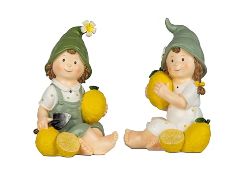 Small-Preis Sommerkinder Gartenfiguren mit Zitrone 25 cm hoch im 2er Set 332 von Small-Preis