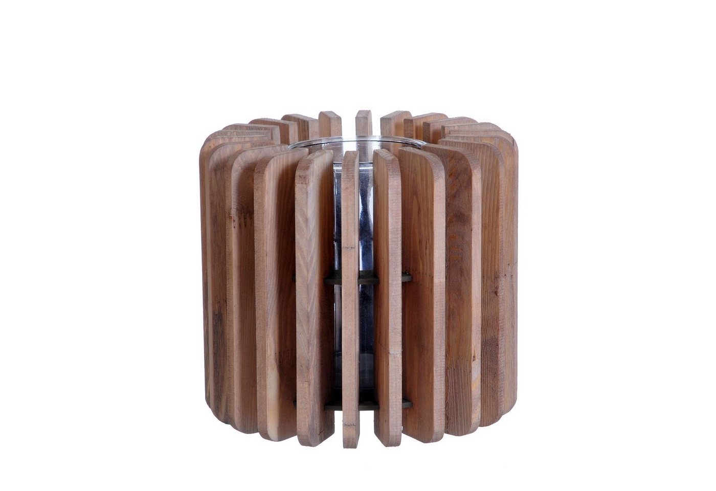 Small-Preis Teelichthalter Windlicht aus Holz in extravaganter Form mit Glaseinsatz von Small-Preis