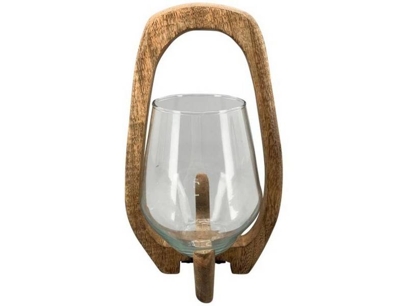 Small-Preis Dekokranz Windlicht aus Holz mit Glaseinsatz in 3 Größen wählbar von Small-Preis