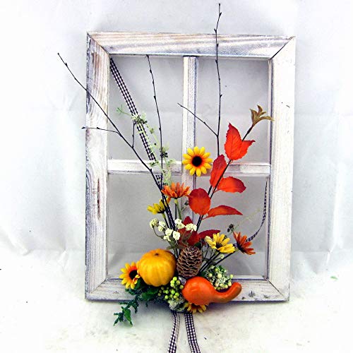 Türkranz Herbstdeko Dekofensterrahmen mit verschiedenen Motiven Handarbeit 34 x 27 cm - Frühling - Sommer - Herbst 555 (mit Kürbis) von Small-Preis