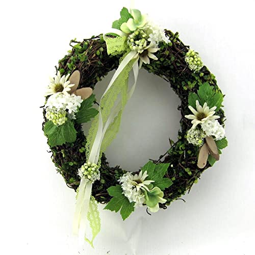 Türkranz Wandkranz Kranz rund mit Blumen Handarbeit ø 30 cm - Frühling - Ostern - Willkommensgruß 093 von Small-Preis