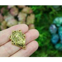 5 Selige Jungfrau Maria Rosenkranz Mittelstücke Antikes Gold Unbeflecktes Herz Von Bete Für Uns 5stk von SmallDevotionsSupply