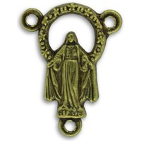 Bronze Wunderbare Maria Rosenkranz-Mittelstück Mit Zwölf Sternen-Halo - Unsere Liebe Frau Der Gnade-Rosenkranzherstellung von SmallDevotionsSupply