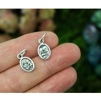 Heiliger Joseph - Heilige Familie Mini-Medaille 1/2 "Lange Oxidierte Silberplatte, Hergestellt in Italien von SmallDevotionsSupply