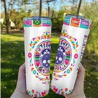 Cafecito Und Chisme Papel Picada 20 Oz Stahlbecher Mit Plastikstroh von SmallFishCrafts