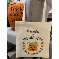 Halloween Trick-Or-Treat Tasche, Personalisiert Wiederverwendbar Und Kalt Waschbar von SmallFishCrafts