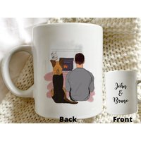 Personalisierter Schäferhund & Junge Tasse - Personalisiertes Geschenk, Weihnachtsgeschenk Für Ihn, Papa, Weißer Schwarz von SmallLondonTownhouse