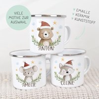 Weihnachtstasse Für Kinder | Geschenkidee Weihnachten Kindertasse Personalisiert Emailletasse Mit Namen von SmallTreasuresDE