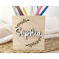 stiftebecher Aus Holz, Personalisiert Mit Namen, Schulkind Einschulung Geschenkidee von SmallTreasuresDE