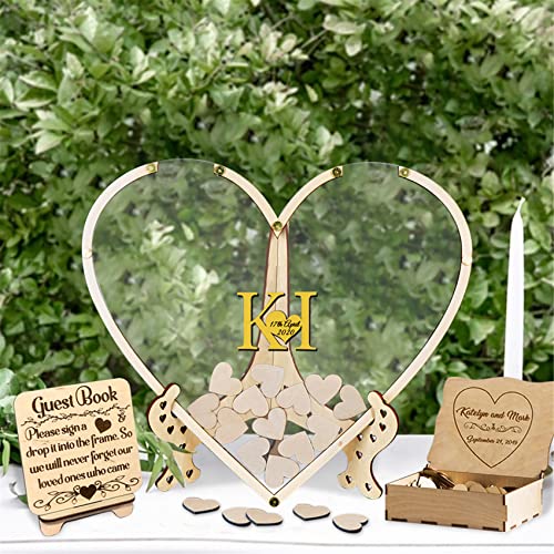 Personalisiertes Gästebuch mit Herz Alternative mit 30-100 Holzherzen Holz Hochzeit Drop Box Rustikale Gästebuch Zeichen Hochzeit Dekoration,Herz-Gästebuch-Stil 2 von Smallduuck