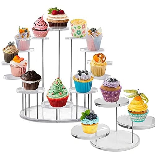 Smallterm 2 StüCk Runder Acryl Cupcake StäNder Premium Cupcake Halter, Cupcake Display StäNder Dessert StäNder GebäCk Teller Display von Smallterm