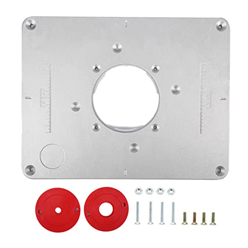 Router Platte Aluminium Router Tabelle Insert Plate Router Tischeinsatz Platte DIY Fräser Tischplatte mit Einsteckring für Holzbearbeitung Bänke, 11,81 x 9,25 x 0,37 Inch (Silber) von Smandy