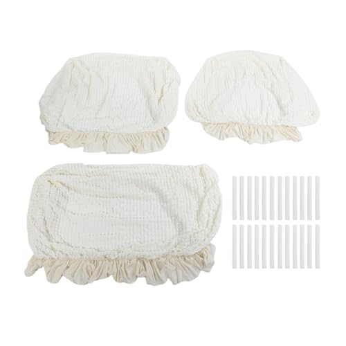 Smandy 3PCS -Sofa -Abdeckungssatz, Weiche und Komfortable Polyester Polyurethangewebe mit Elastischer Saum für Einzelne Doppel -Triple -Sitzer -Sofas das Ganze Jahr über (Beige) von Smandy