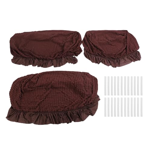 Smandy 3PCS -Sofa -Abdeckungssatz, Weiche und Komfortable Polyester Polyurethangewebe mit Elastischer Saum für Einzelne Doppel -Triple -Sitzer -Sofas das Ganze Jahr über (Dunkelbraun) von Smandy