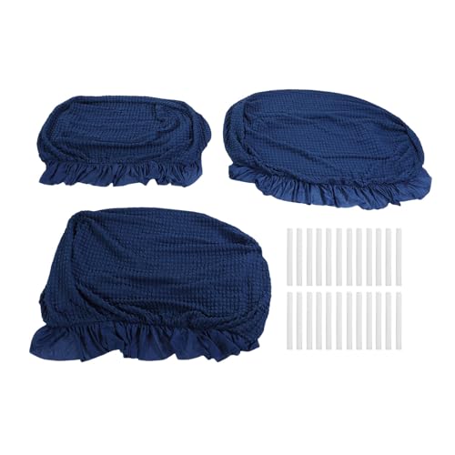 Smandy 3PCS -Sofa -Abdeckungssatz, Weiche und Komfortable Polyester Polyurethangewebe mit Elastischer Saum für Einzelne Doppel -Triple -Sitzer -Sofas das Ganze Jahr über (Navy blau) von Smandy